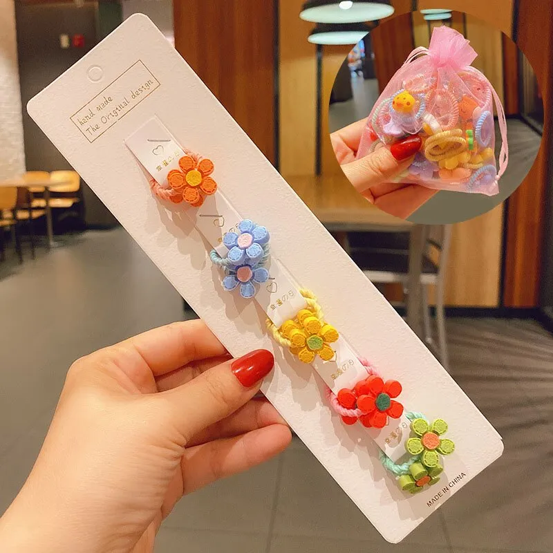 40pcs/set Colourful Flower Animal Girls Hairbands Sweet Fruit Elastic Hair Ropes Scrunchies Kids Hair Ties