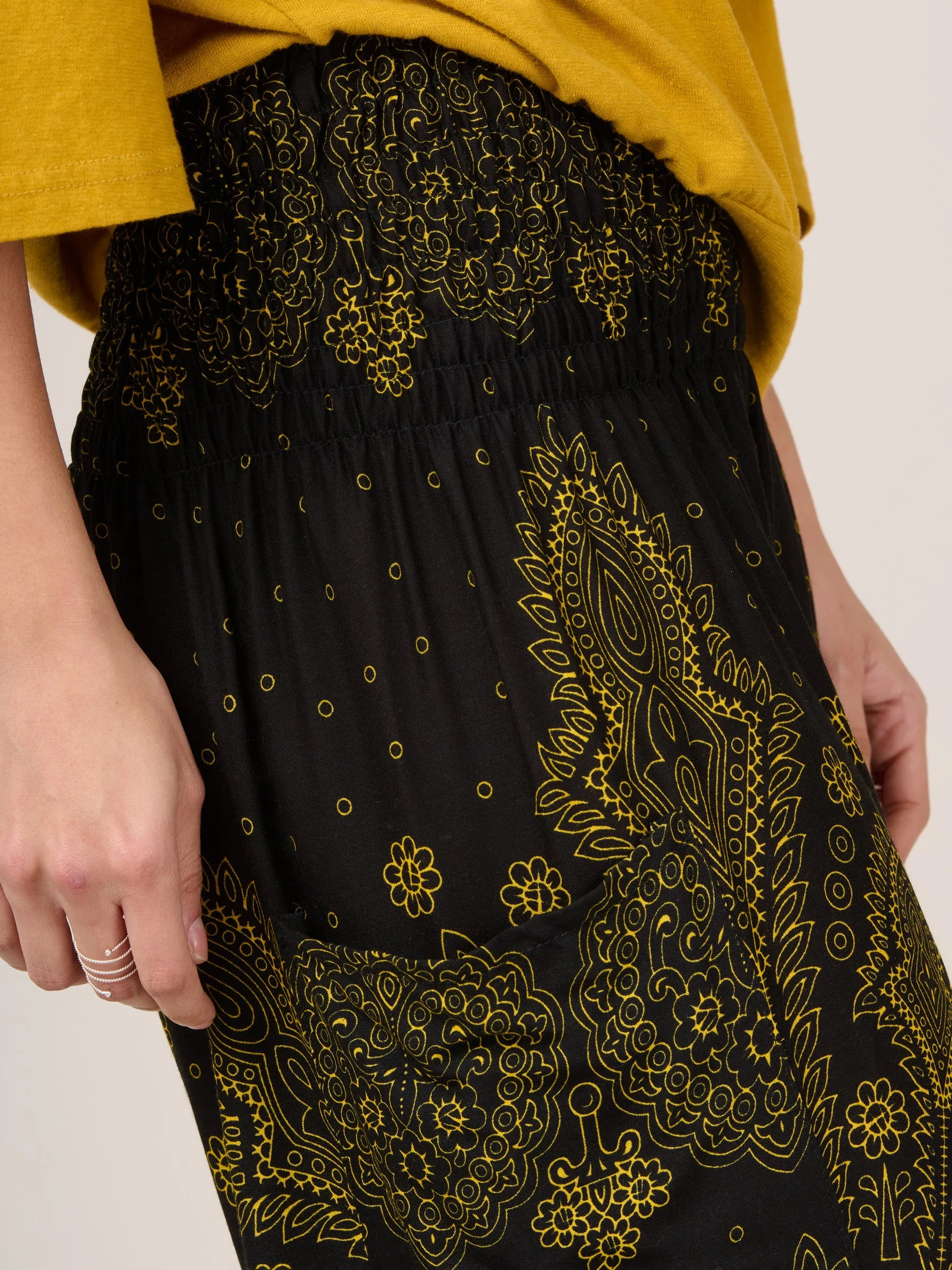 Feather Paisley Harem Pants - High Crotch