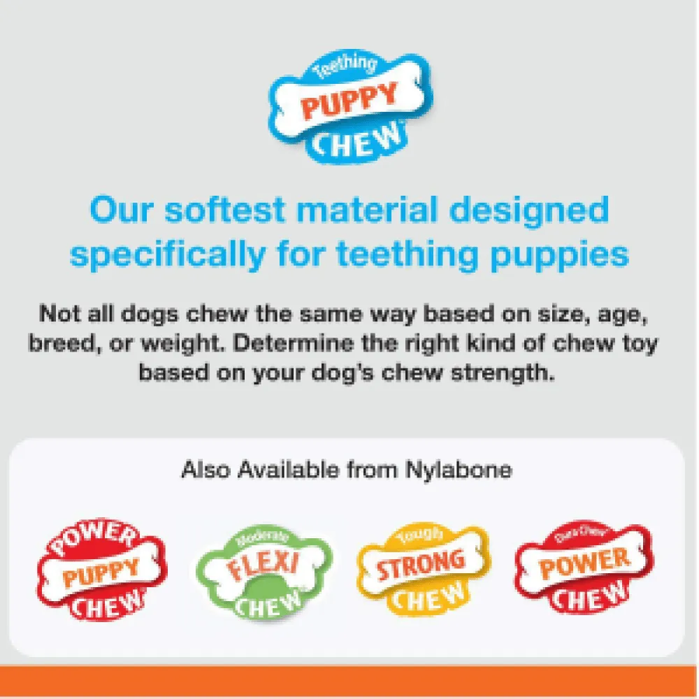 Nylabone Puppy Teething Chicken Flavoured Flexi Chew Bone Toy for Dogs (Beige)