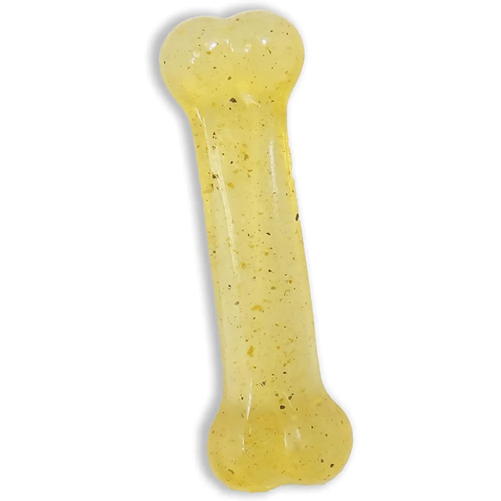 Nylabone Puppy Teething Chicken Flavoured Flexi Chew Bone Toy for Dogs (Beige)