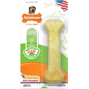 Nylabone Puppy Teething Chicken Flavoured Flexi Chew Bone Toy for Dogs (Beige)