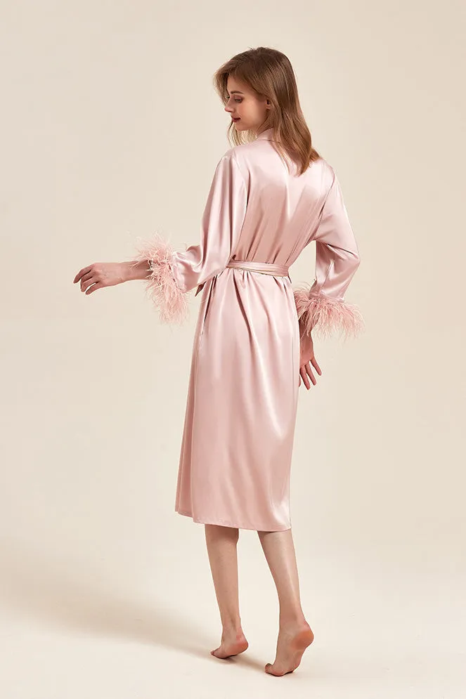 Pink Feather Bridal Robe