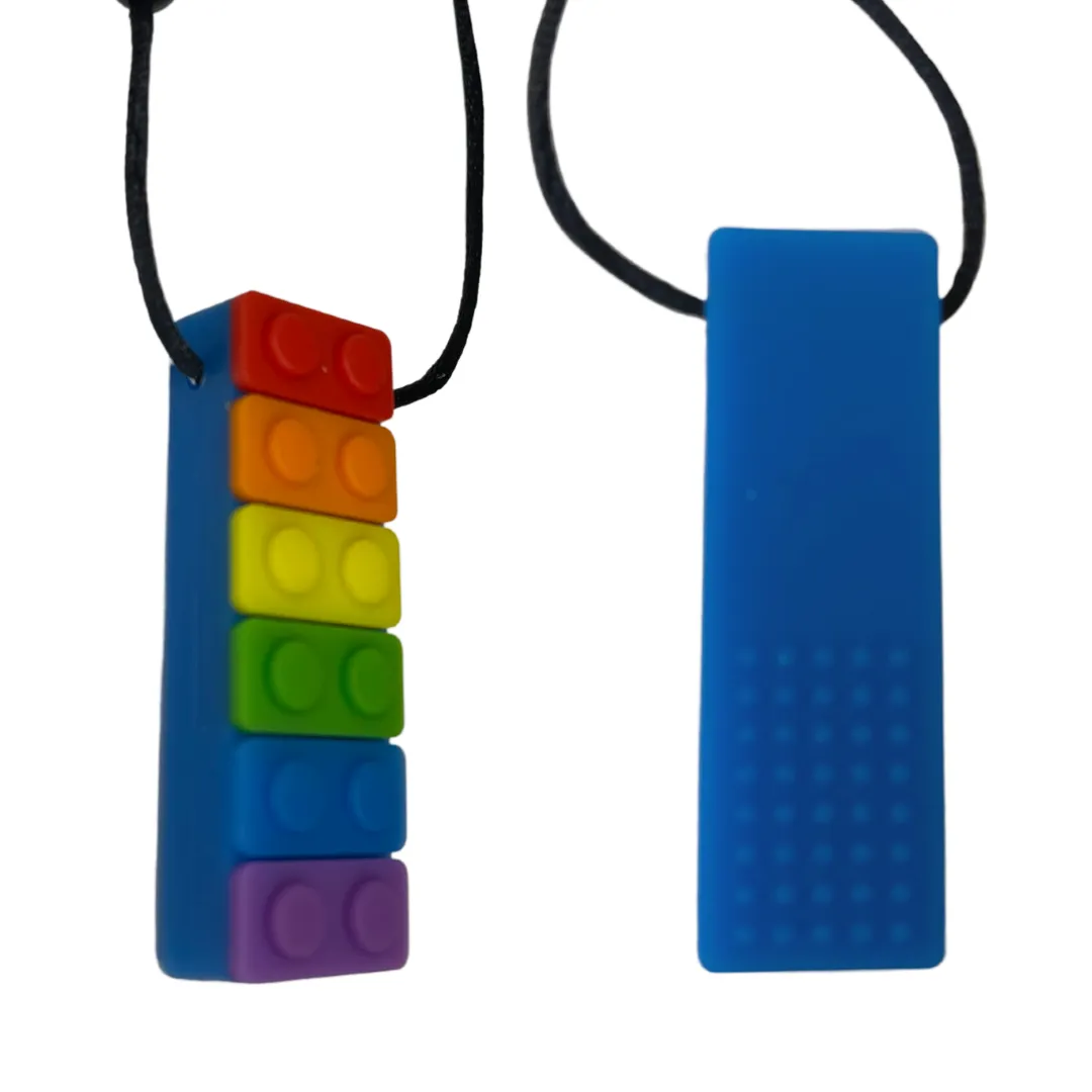 Rectangle Block Sensory Chew Necklace - Free Hygiene Case