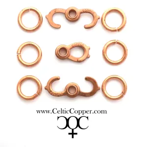 Set of 3 Solid Copper Clasp Kits 16mm Sister Hook with Jump Rings JSCSH3 Heavy Duty Copper Clasps