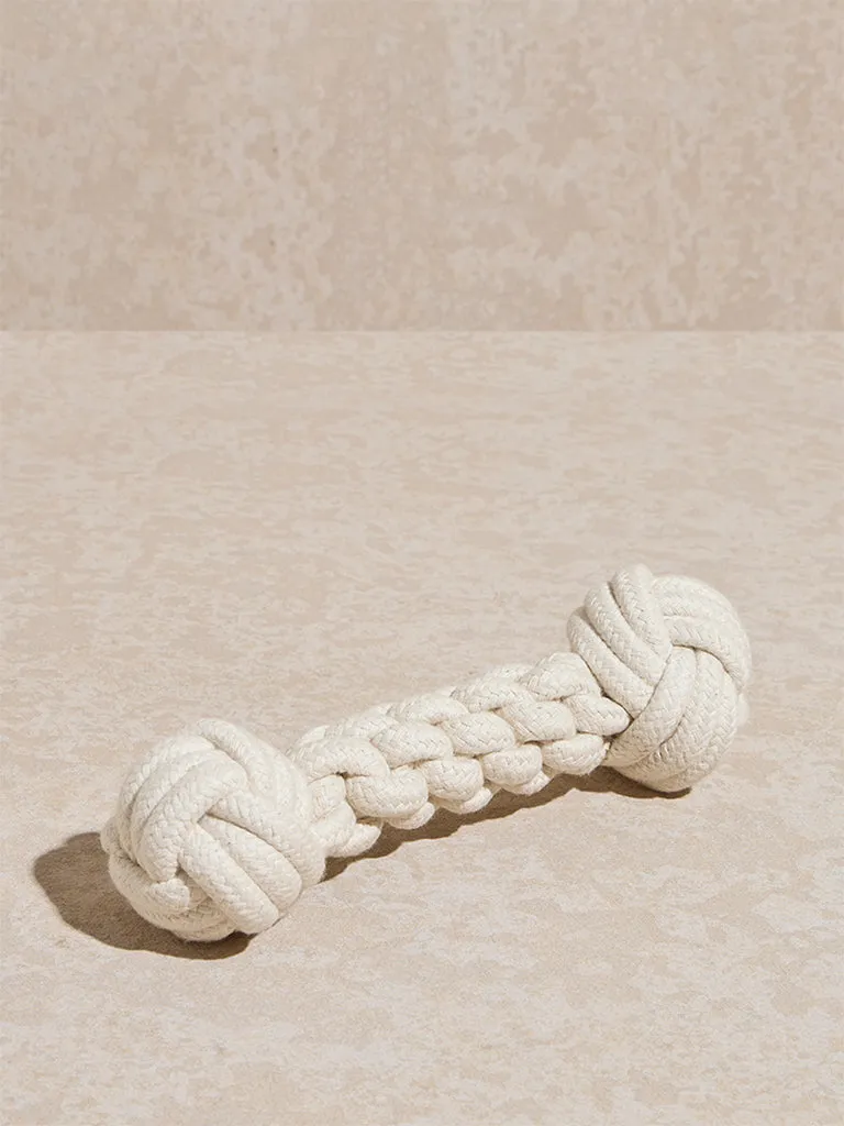 Westside Home White Roped Pet Bone with Ends